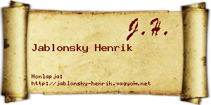 Jablonsky Henrik névjegykártya